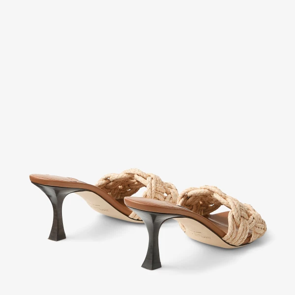 TAN and Natural Jimmy Choo Chara 70 Mules, view 6 | Mules