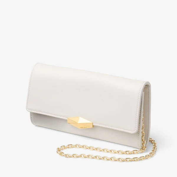 Latte and Gold Jimmy Choo Cinch Clutch with Chain Small, view 2 | Clutch Bags