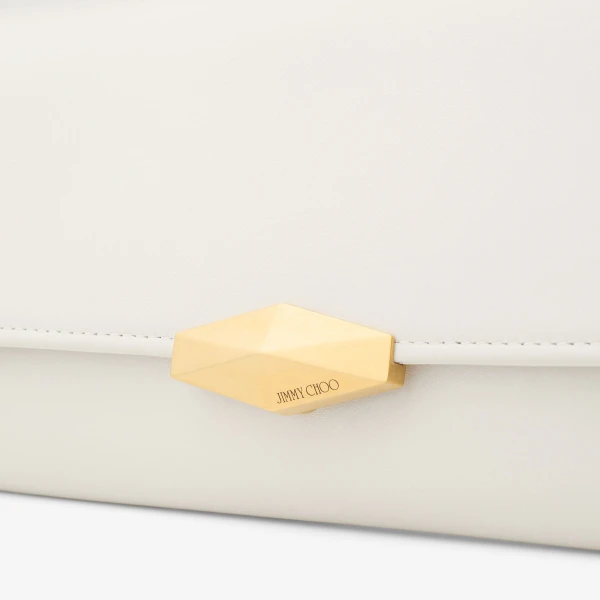 Latte and Gold Jimmy Choo Cinch Clutch with Chain Small, view 3 | Clutch Bags