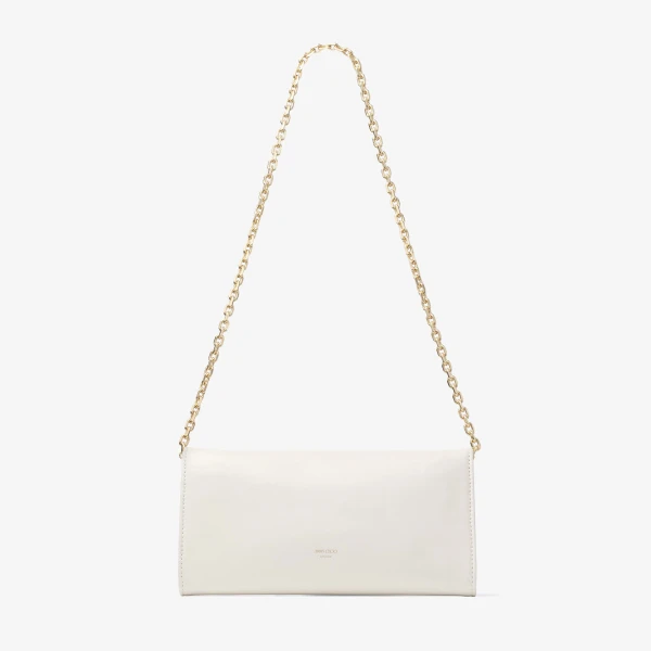 Latte and Gold Jimmy Choo Cinch Clutch with Chain Small, view 5 | Clutch Bags