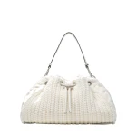 Beige Jimmy Choo Cinch Medium Bucket Bag | Bucket Bags