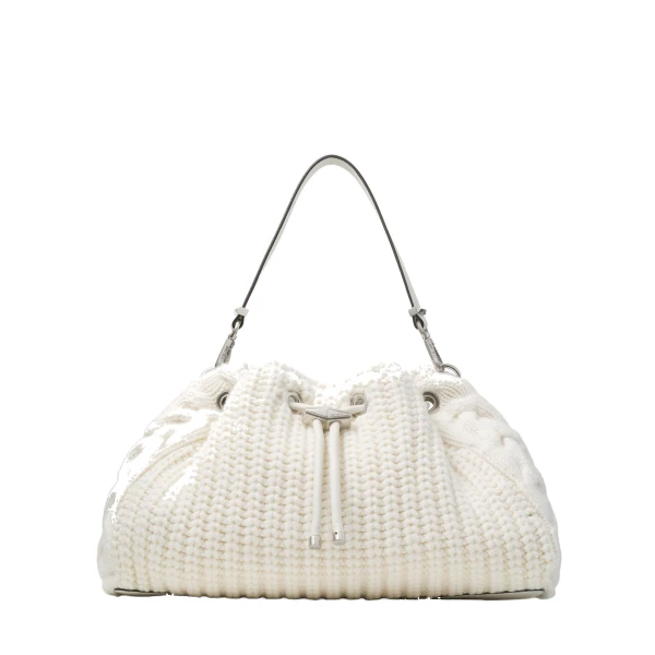 Beige Jimmy Choo Cinch Medium Bucket Bag | Bucket Bags