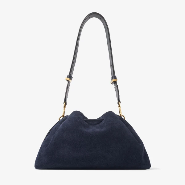 Marine and Gold Jimmy Choo Cinch Medium Bucket Bag, view 6 | Bucket Bags