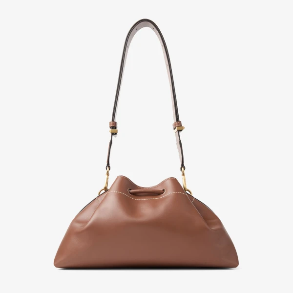 Tan, Ecru and Gold Jimmy Choo Cinch Medium Bucket Bag, view 6 | Bucket Bags