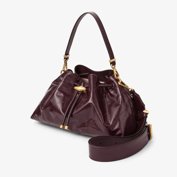 Barolo and Gold Jimmy Choo Cinch Medium Shoulder Bag, view 2 | Shoulder & Crossbody Bags