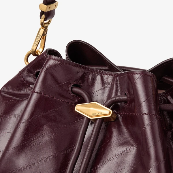 Barolo and Gold Jimmy Choo Cinch Medium Shoulder Bag, view 3 | Shoulder & Crossbody Bags