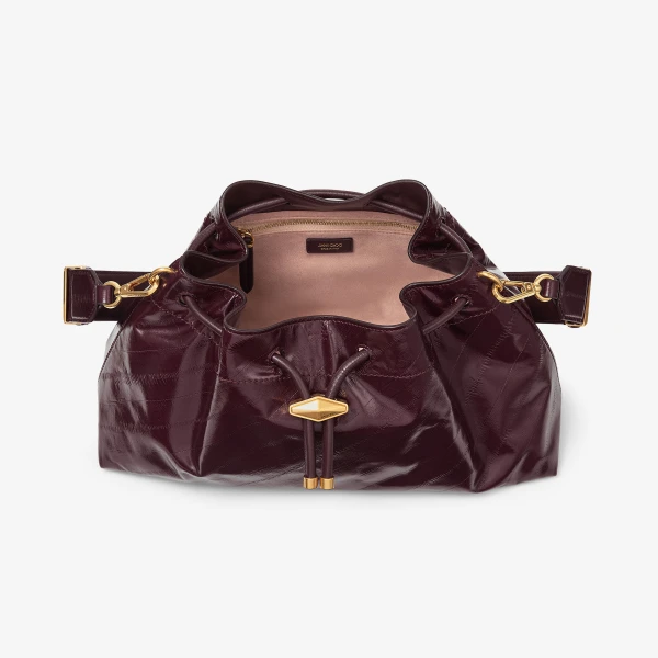 Barolo and Gold Jimmy Choo Cinch Medium Shoulder Bag, view 4 | Shoulder & Crossbody Bags
