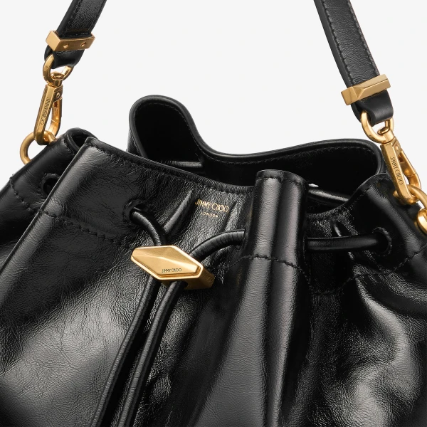Black and Gold Jimmy Choo Cinch Medium Shoulder Bag, view 4 | Shoulder & Crossbody Bags