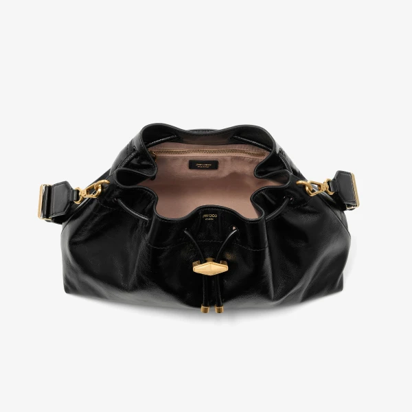 Black and Gold Jimmy Choo Cinch Medium Shoulder Bag, view 5 | Shoulder & Crossbody Bags