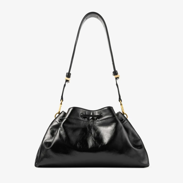 Black and Gold Jimmy Choo Cinch Medium Shoulder Bag, view 6 | Shoulder & Crossbody Bags