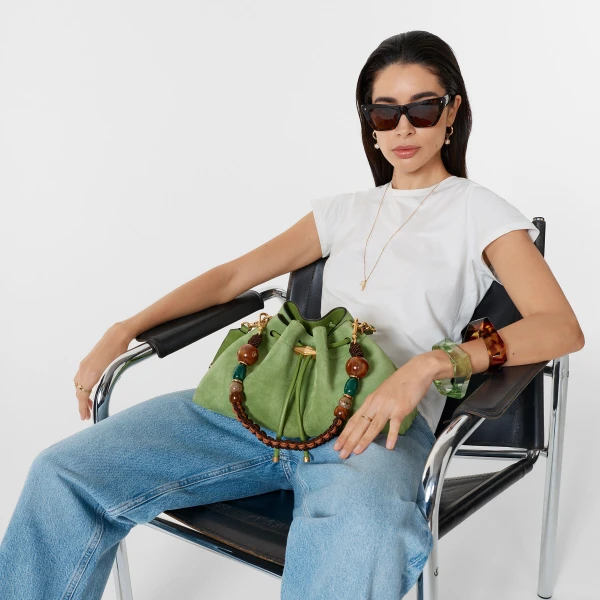 Clover and Gold Jimmy Choo Cinch Medium Shoulder Bag, view 2 | Shoulder & Crossbody Bags