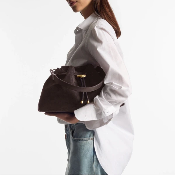 Coffee and Gold Jimmy Choo Cinch Medium Shoulder Bag, view 2 | Shoulder & Crossbody Bags