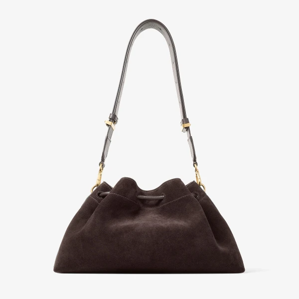 Coffee and Gold Jimmy Choo Cinch Medium Shoulder Bag, view 5 | Shoulder & Crossbody Bags