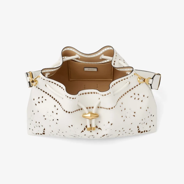 Latte and Gold Jimmy Choo Cinch Medium Shoulder Bag, view 5 | Shoulder & Crossbody Bags