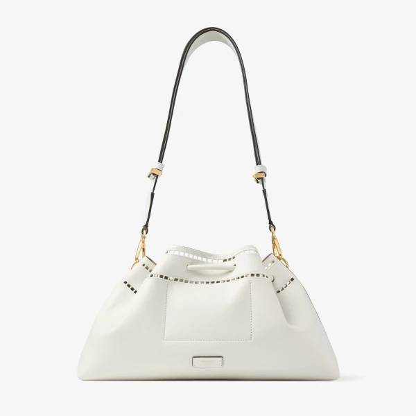 Latte and Gold Jimmy Choo Cinch Medium Shoulder Bag, view 6 | Shoulder & Crossbody Bags