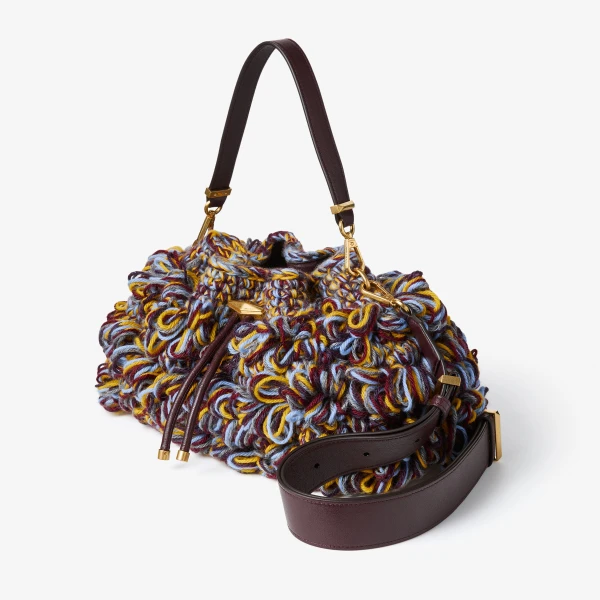 Multi, Deep Merlot and Gold Jimmy Choo Cinch Medium Shoulder Bag, view 3 | Shoulder & Crossbody Bags