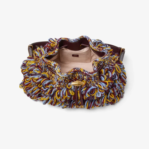 Multi, Deep Merlot and Gold Jimmy Choo Cinch Medium Shoulder Bag, view 5 | Shoulder & Crossbody Bags