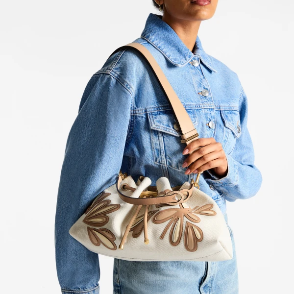 Natural, Chai Mix and Gold Jimmy Choo Cinch Medium Shoulder Bag, view 2 | Shoulder & Crossbody Bags