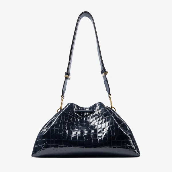 Navy and Gold Jimmy Choo Cinch Medium Shoulder Bag, view 5 | Shoulder & Crossbody Bags