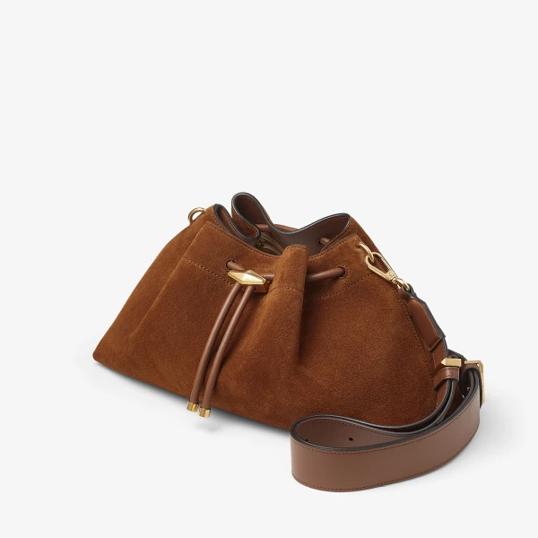 Tan and Gold Jimmy Choo Cinch Medium Shoulder Bag, view 4 | Shoulder & Crossbody Bags