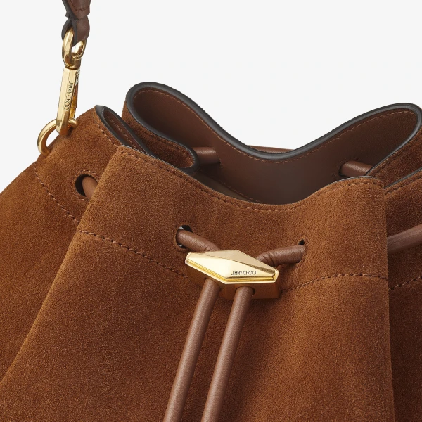 Tan and Gold Jimmy Choo Cinch Medium Shoulder Bag, view 5 | Shoulder & Crossbody Bags