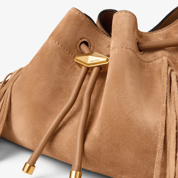 Toffee and Gold Jimmy Choo Cinch Medium Shoulder Bag, view 4 | Shoulder & Crossbody Bags