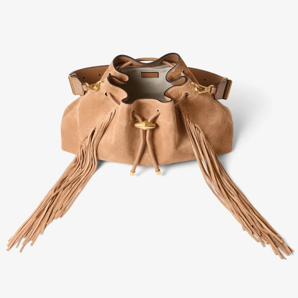 Toffee and Gold Jimmy Choo Cinch Medium Shoulder Bag, view 5 | Shoulder & Crossbody Bags