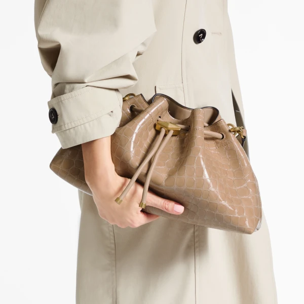 Chai and Gold Jimmy Choo Cinch Medium Top Handle Bag, view 2 | Totes & Top-Handle Bags