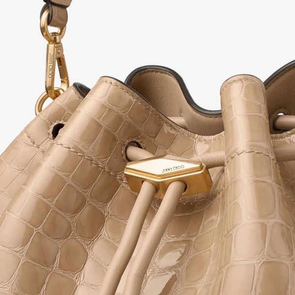 Chai and Gold Jimmy Choo Cinch Medium Top Handle Bag, view 4 | Totes & Top-Handle Bags