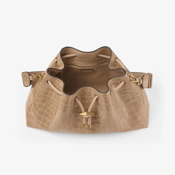 Chai and Gold Jimmy Choo Cinch Medium Top Handle Bag, view 5 | Totes & Top-Handle Bags