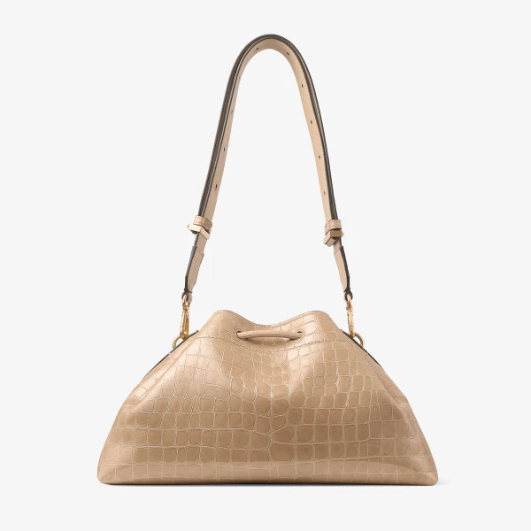 Chai and Gold Jimmy Choo Cinch Medium Top Handle Bag, view 6 | Totes & Top-Handle Bags