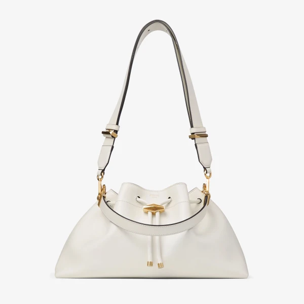 Latte and Gold Jimmy Choo Cinch Medium Top Handle Bag, view 5 | Totes & Top-Handle Bags