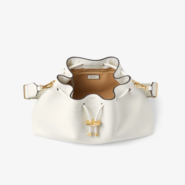 Latte and Gold Jimmy Choo Cinch Medium Top Handle Bag, view 6 | Totes & Top-Handle Bags