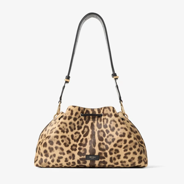 Natural and Gold Jimmy Choo Cinch Medium Top Handle Bag, view 5 | Totes & Top-Handle Bags