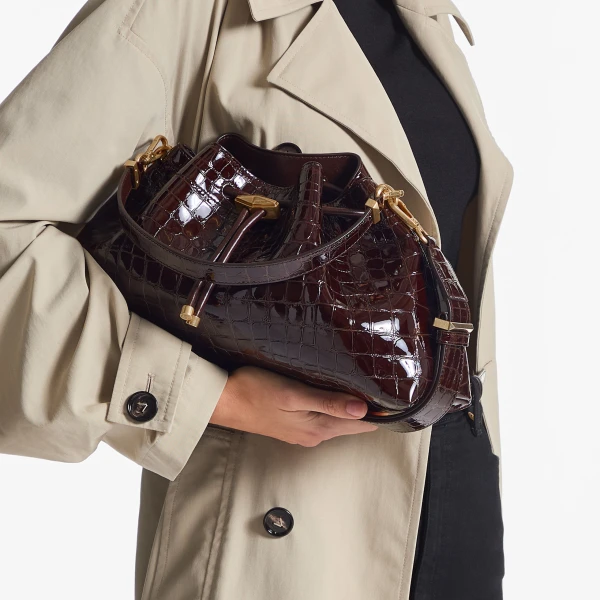 Sambuco and Gold Jimmy Choo Cinch Medium Top Handle Bag, view 2 | Totes & Top-Handle Bags