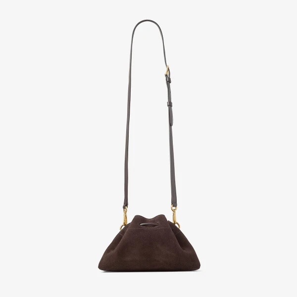 Coffee and Gold Jimmy Choo Cinch Small Bucket Bag, view 6 | Bucket Bags