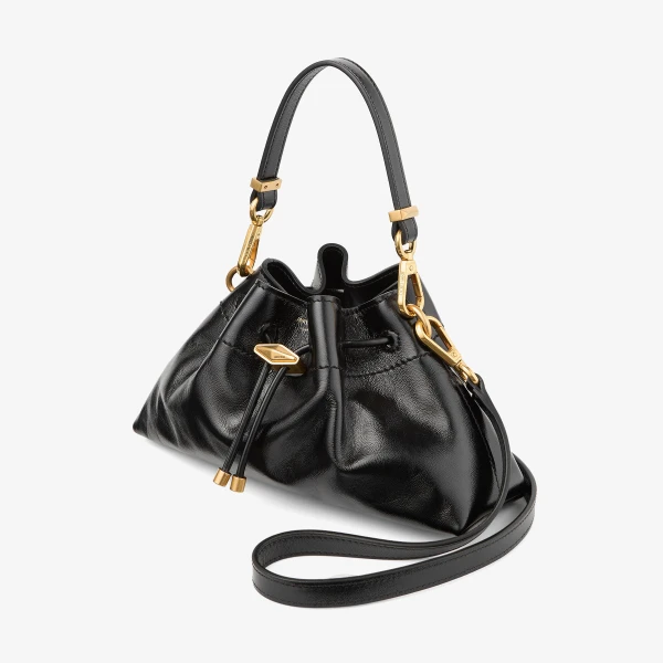 Black and Gold Jimmy Choo Cinch Small Shoulder Bag, view 4 | Shoulder & Crossbody Bags