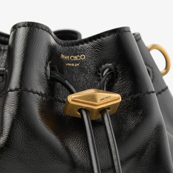 Black and Gold Jimmy Choo Cinch Small Shoulder Bag, view 5 | Shoulder & Crossbody Bags