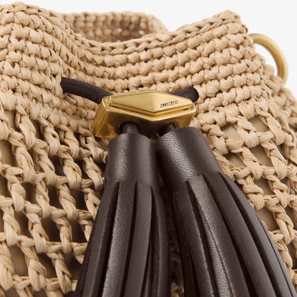 Natural, Chocolate and Gold Jimmy Choo Cinch Small Shoulder Bag, view 4 | Shoulder & Crossbody Bags
