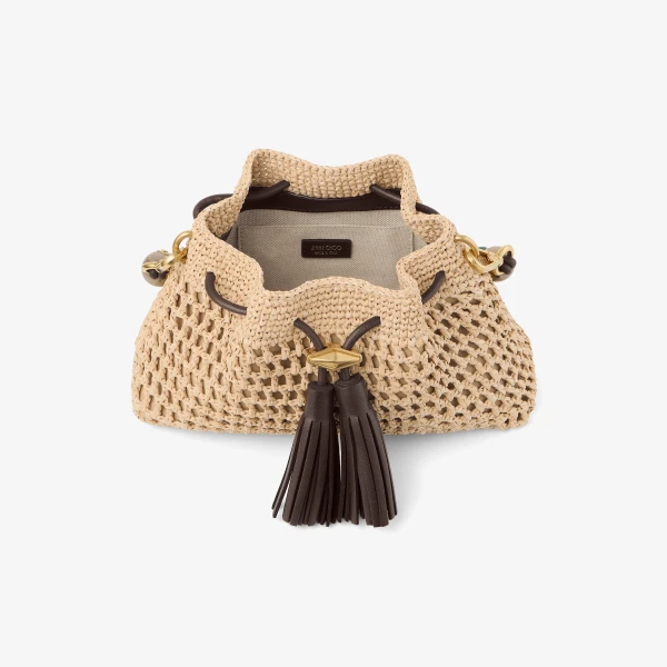 Natural, Chocolate and Gold Jimmy Choo Cinch Small Shoulder Bag, view 5 | Shoulder & Crossbody Bags