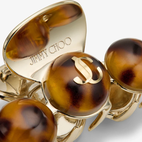 Tortoiseshell and Gold Jimmy Choo Claw Hair Clip, view 3 | Hair Accessories