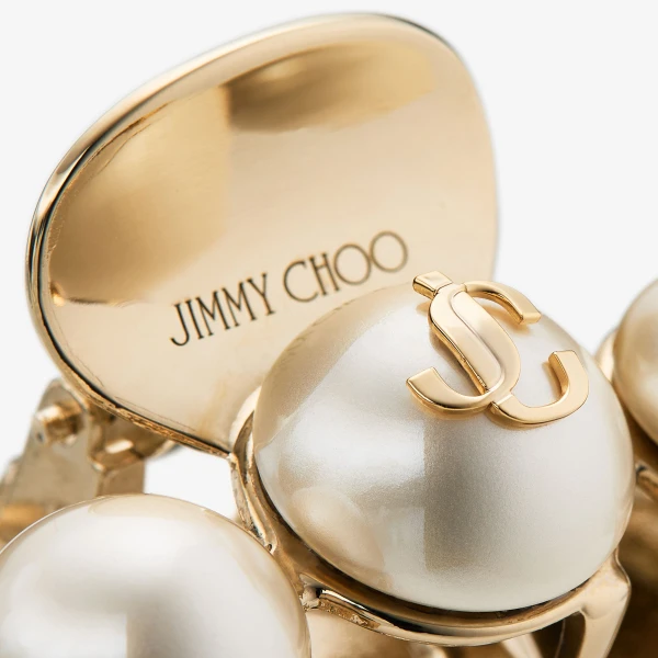 White and Gold Jimmy Choo Claw Hair Clip, view 3 | Hair Accessories