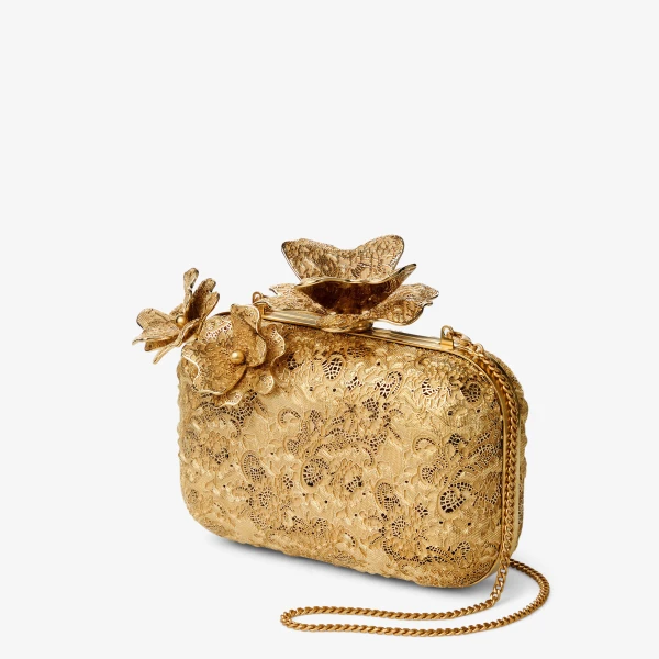 Gold Jimmy Choo Cloud Clutch Bag, view 3 | Clutch Bags