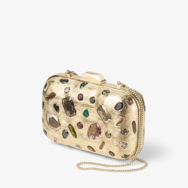 Gold and Multi Jimmy Choo Cloud Clutch Bag, view 3 | Clutch Bags