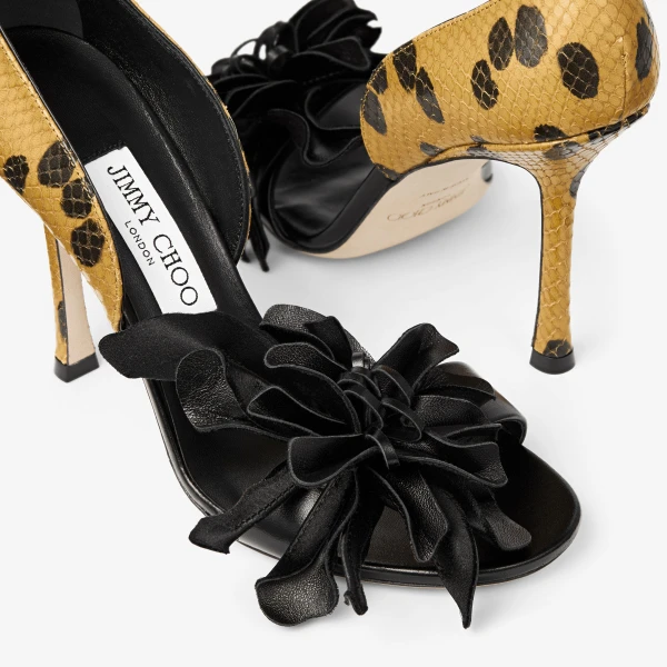 Black and Cigar Jimmy Choo Coko 100 Sandals, view 4 | Sandals