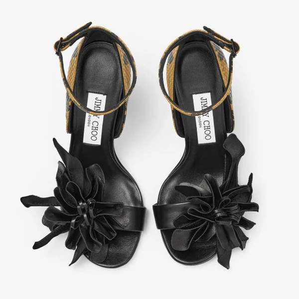Black and Cigar Jimmy Choo Coko 100 Sandals, view 5 | Sandals