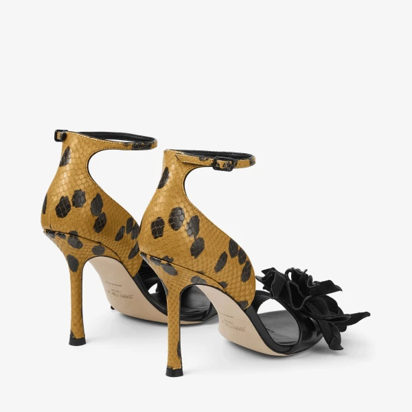 Black and Cigar Jimmy Choo Coko 100 Sandals, view 6 | Sandals