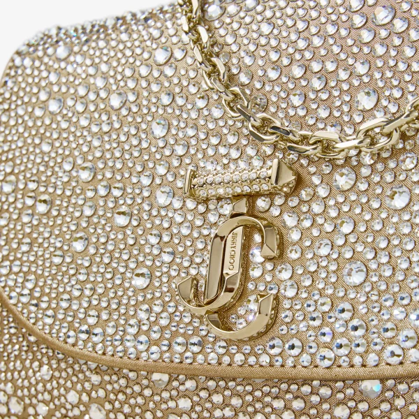 Gold, Crystal and Shiny Gold Jimmy Choo Curve Clutch, view 4 | Clutch Bags