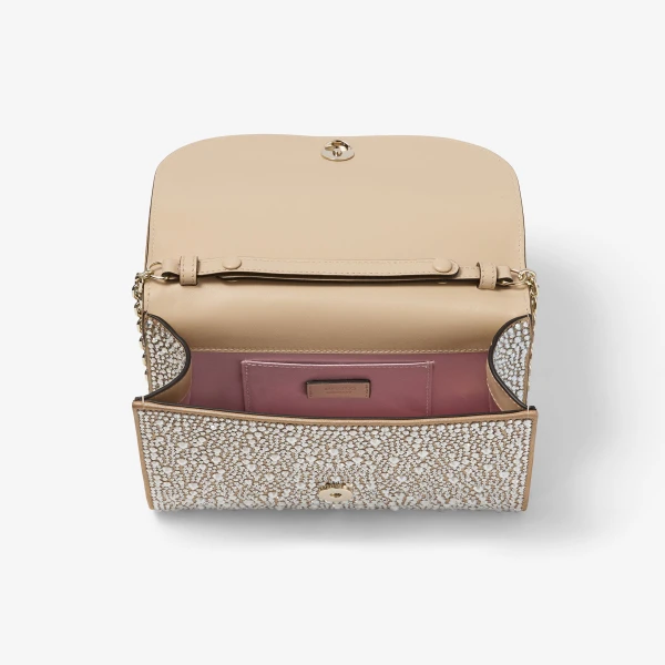 Gold, Crystal and Shiny Gold Jimmy Choo Curve Clutch, view 5 | Clutch Bags