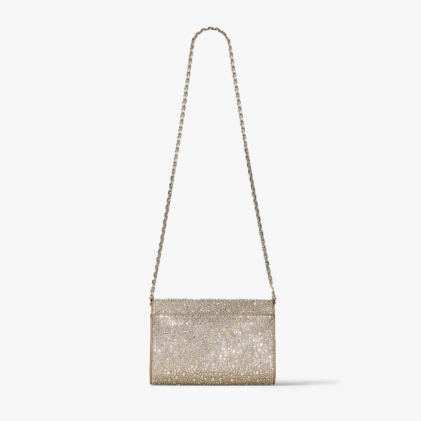 Gold, Crystal and Shiny Gold Jimmy Choo Curve Clutch, view 6 | Clutch Bags